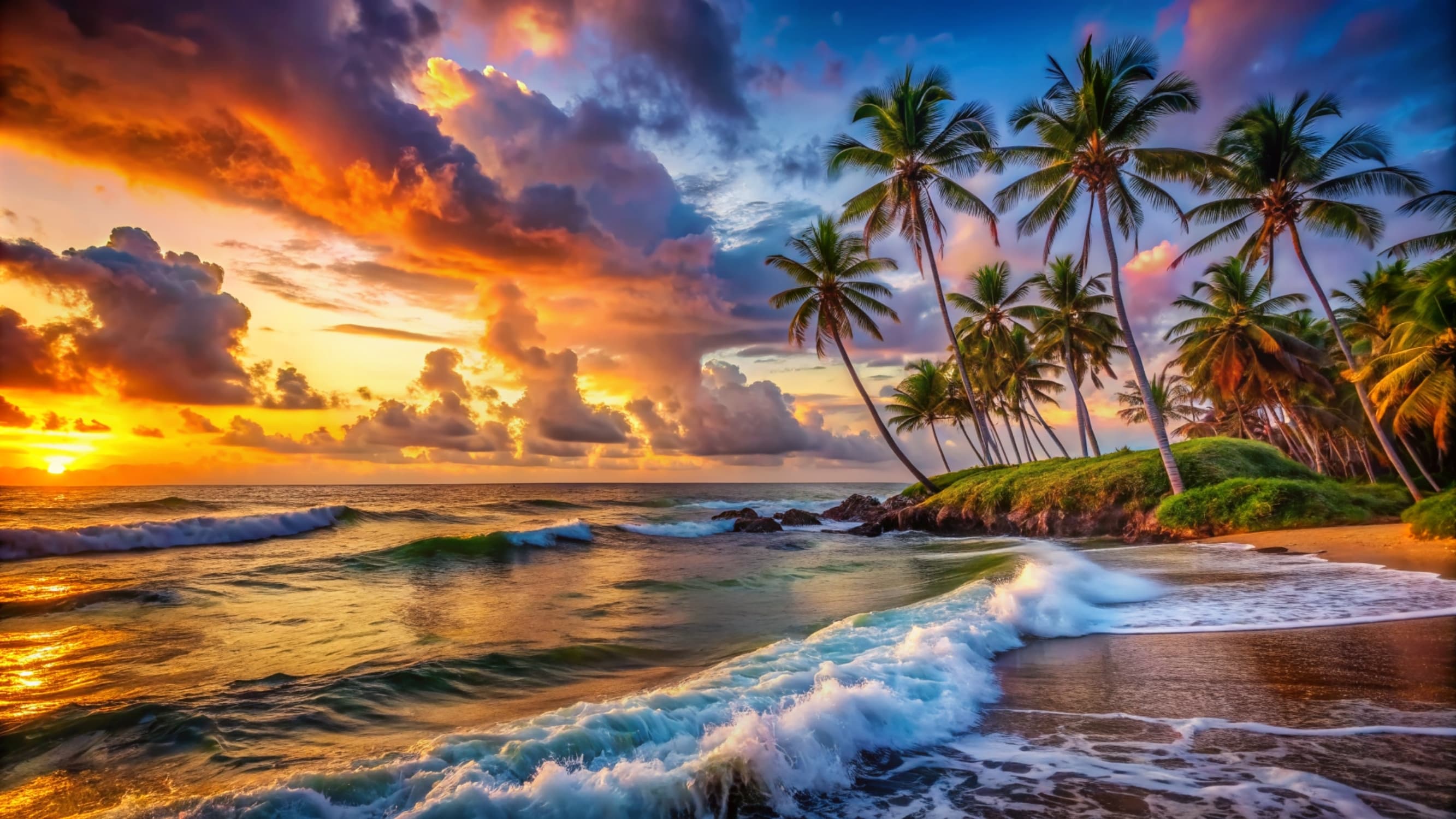 Tropical beach sunset